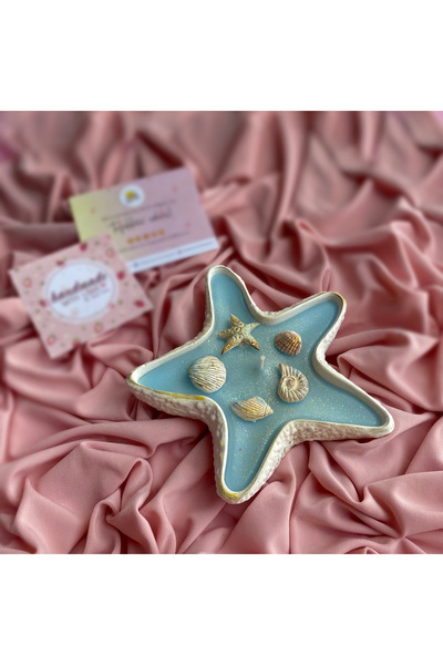 Handmade Dekoratif Deniz Yıldızı Parıltılı Mum - Hediyelik Mum