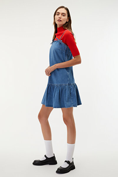Mudo VOLANLI ASKILI MİNİ JEAN ELBİSE
