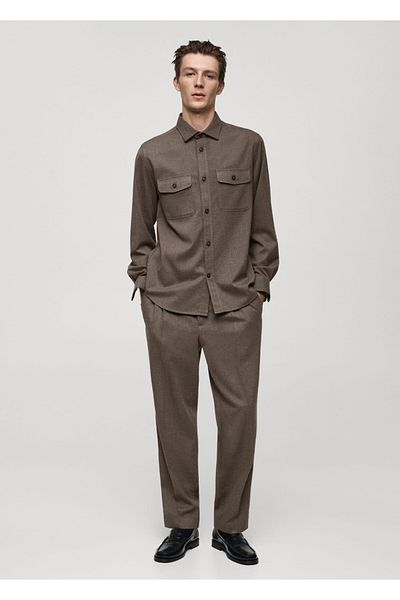 MANGO Man Regular Cut Flannel Shirt Jacket with Pockets