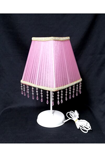 TEKAY AYDINLATMA Pink Beaded Conical Square Headboard Bedroom Lampshade