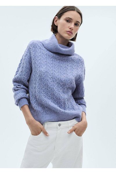 MANGO Woman Guler ondulat, pulover din tricot