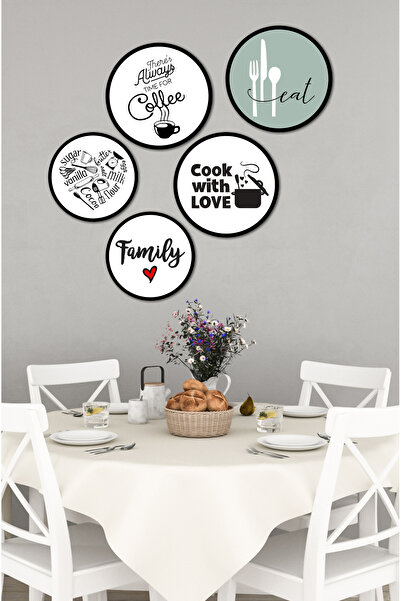 kutuTR Dekorize Mdf 5 Parça Çerçeve Görünümlü Tablo Set 5019