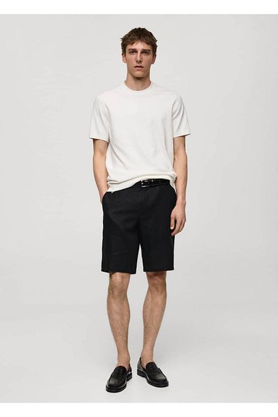 MANGO Man Slim Fit 100% Linen Bermuda Shorts