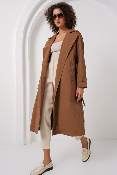 Bigdart 5936 Double Breasted Collar Trench Coat - Tan