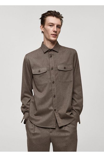 MANGO Man Regular Cut Flannel Shirt Jacket with Pockets