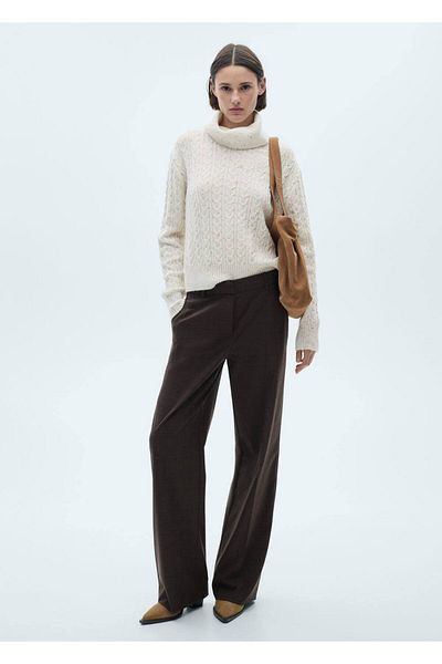 MANGO Woman Curling collar, knit sweater
