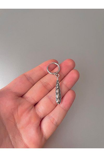 Jaida Moda Unisex Silver Gothic Bar Patterned Steel Hoop Earrings