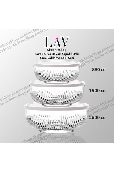 LAV White Lid Set of 3 Tokyo Storage Containers