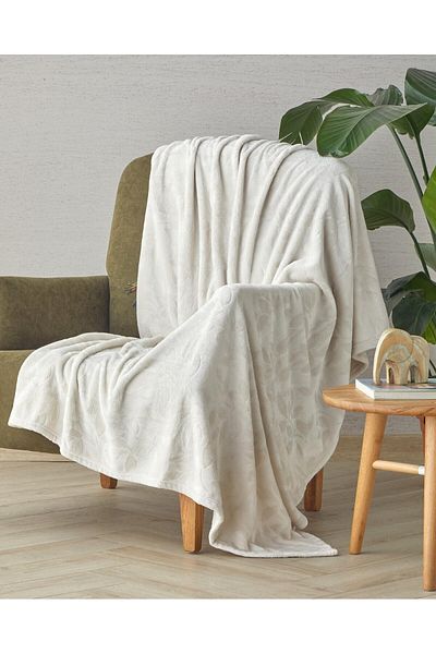 English Home Ramona Jacquard Cream Blanket - 120X160 cm Supersoft Tv