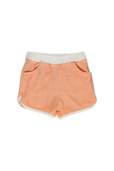 Panço Kız Bebek Beli Lastikli Havlu Dokulu Somon Şort