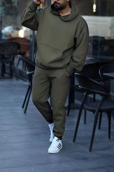 ruNadeS Ανδρικό Σετ Φούτερ Oversize Kangaroo Pocket Leg - Home Wear