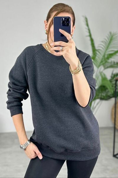 bb butik basic Thick Three Thread Oversize Sweatshirt with Fleece Inside Bb 090882