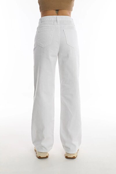 MAKRAS EXCLUSIVE A135169 Pantaloni de blugi boyfriend cu talie înaltă și picioare largi, largi