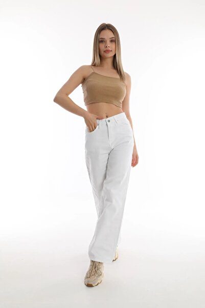 MAKRAS EXCLUSIVE A135169 Pantaloni de blugi boyfriend cu talie înaltă și picioare largi, largi