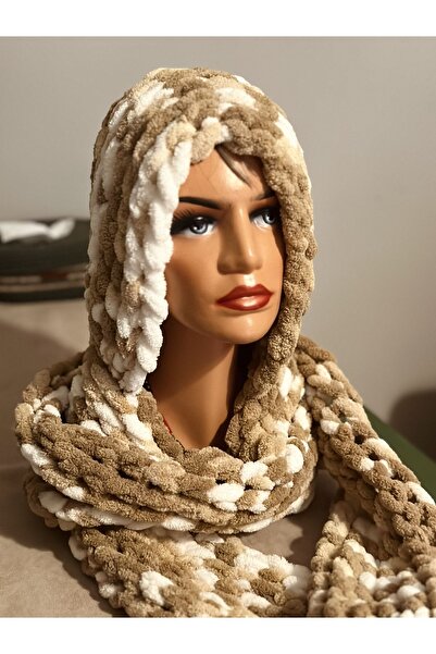 Zuviel Deco Handmade Handmade knitted puffy fleece scarf beret