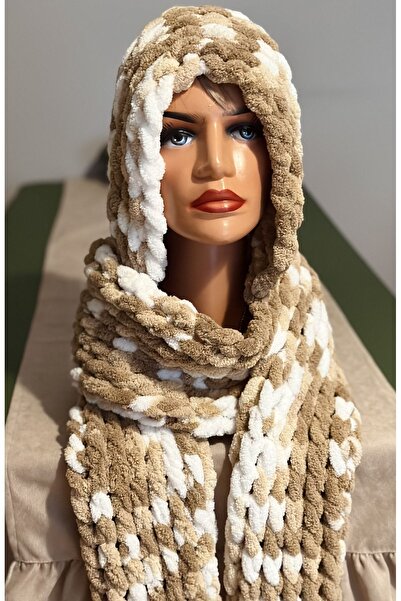 Zuviel Deco Handmade Handmade knitted puffy fleece scarf beret