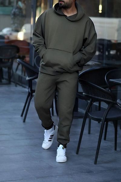 ruNadeS Ανδρικό Σετ Φούτερ Oversize Kangaroo Pocket Leg - Home Wear