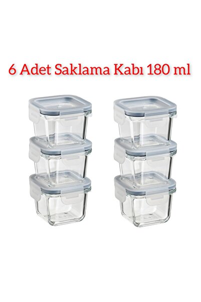 IKEA 6'lı Set Cam Saklama Kabı 8,5X8,5X6 Cm İkea 6 Adet Sızdırmaz Kapaklı Sak...
