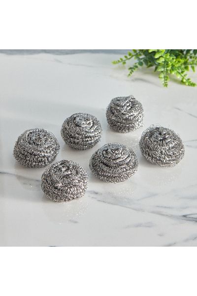 Neco 6-Piece Stainless Steel Scrubber Sponge Set - 5x5x3 cm