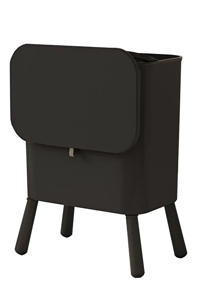 ARMESE 15 Liter Pedal Functional Bathroom and Kitchen Trash Can with Lid, Black