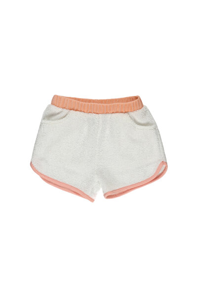 Panço Kız Bebek Beli Lastikli Havlu Dokulu Beyaz Şort