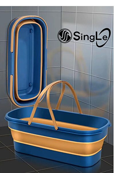 Single ( 1 Adet ) Tekerlekli Çok Amaçlı Temizlik Kovası Katlanabilir Taşınabi...