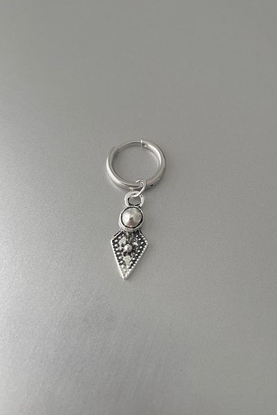 Jaida Moda Unisex Silver Triangle Design Model Steel Hoop Earrings