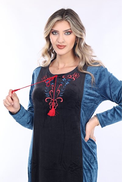 mervemoda ЖІНОЧА ОКСАМИТОВА СУКНЯ З ДОВГИМ РУКАВОМ