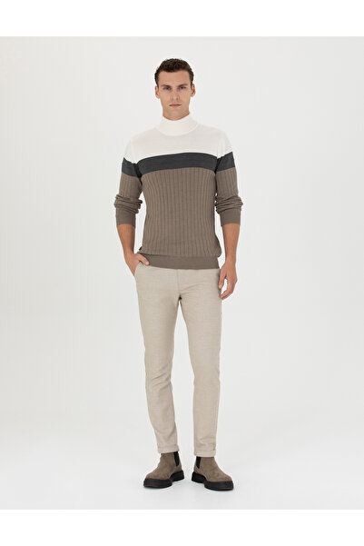 Pierre Cardin Bej Slim Fit Bağcıklı Kanvas Pantolon 50278467-VR011