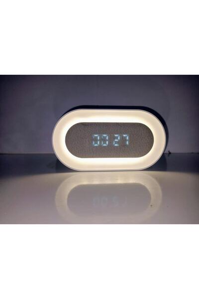abnturk Kablosuz Şarj Led Işıklı Bluetooth Hoparlör Müzik Çalar Saatli Telefo...