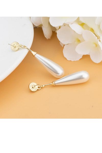 Nice For You Long Pearl Drop Design Earrings