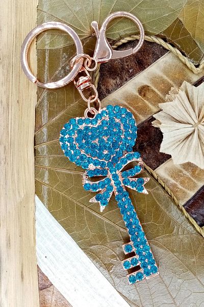 Dünyadan Hediyeler Crystal Stone Blue Key Keychain No.2