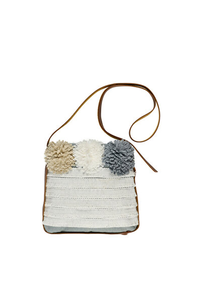 Panço Kız Beyaz Dokuma Çanta-Cüzdan