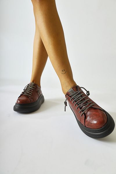 Limoya Shake Burgundy Stone Detailed Women's Sneakers, Women's Sports Shoes (with Glossy Laces Gift)