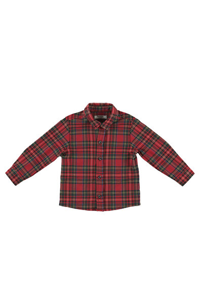 Panço Erkek Kırmızı Dokuma Gömlek Yaka Gömlek