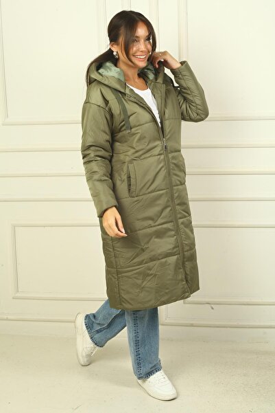 By Saygı Hooded Lined Long Ovrised Puffer Coat