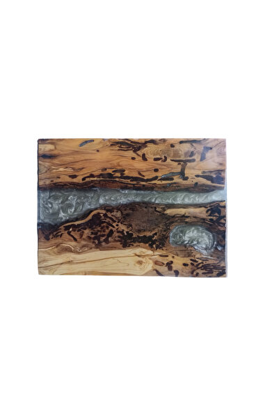 TRENDY CARPENTER Masif Zeytin Kökünden Epoksi Döküm Sehpa 50cm x 40cm
