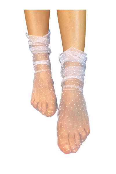 Parlajent Sugar Polka Dot White Tulle Socks