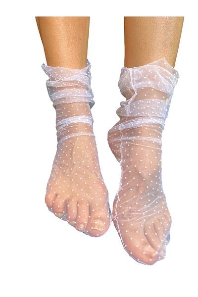 Parlajent Sugar Polka Dot White Tulle Socks
