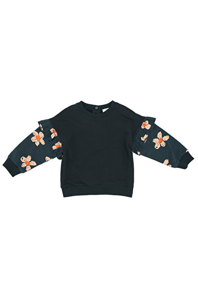 Panço Kız Bebek Baskılı Siyah Sweatshirt