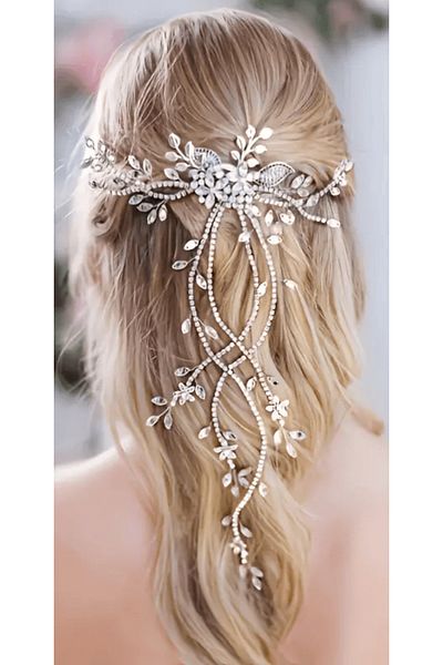 Eva Flore Crystal Jewelled Tasseled Bridal Engagement Maternity Hair Comb Hairpin