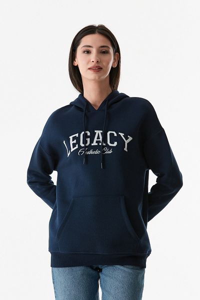 Fulla Moda Суичър с качулка и джоб с кенгуру с отпечатан текст