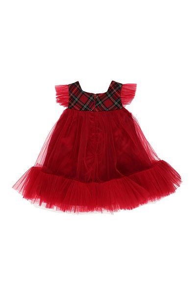 Panço Rotes Tüllkleid mit Karomuster für Babys