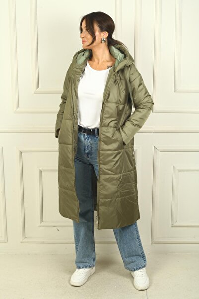 By Saygı Hooded Lined Long Ovrised Puffer Coat