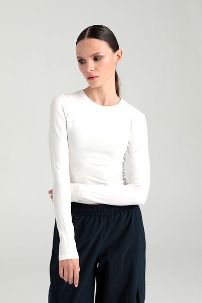 SHEISMONO Ultra Soft Ecru Round Neck Blouse