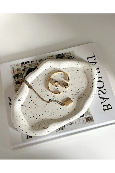 Home Cloud-Like Decorative Plate with Dotted Pattern Jewelry Plate Ornament O...