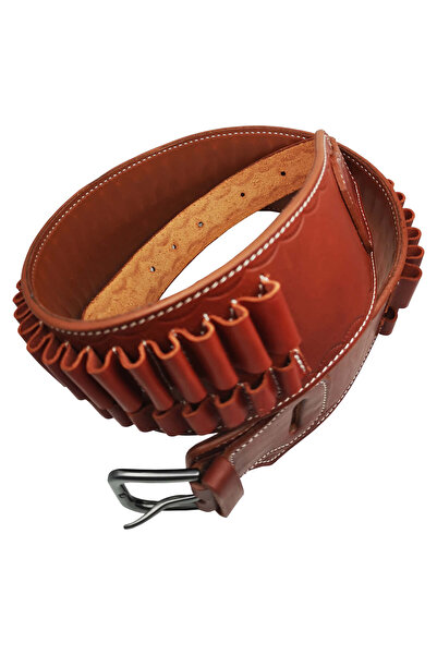 Aresoutdoors Deri Avcı Bel Fişekliği 7.62mm Yivli Için 40lı Deri Fişeklik Kahve