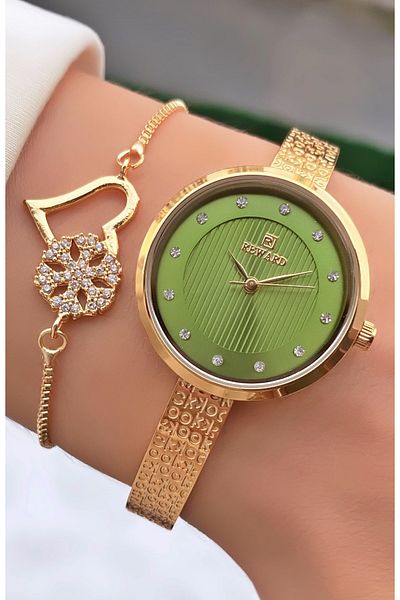 Reward Brand Gold Color Steel Cord Women's Wristwatch - Bracelet Gift