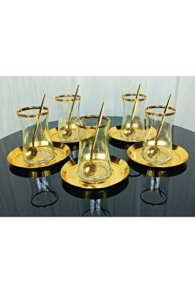 Elta Collection Yeni Model 6 Kişilik 18 Parça Gold Çay Seti , Çay Takımı , He...