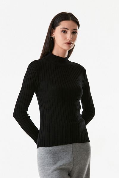 Fulla Moda Pulover de tricotaj cu guler cu nervuri